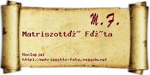 Matriszottó Fáta névjegykártya